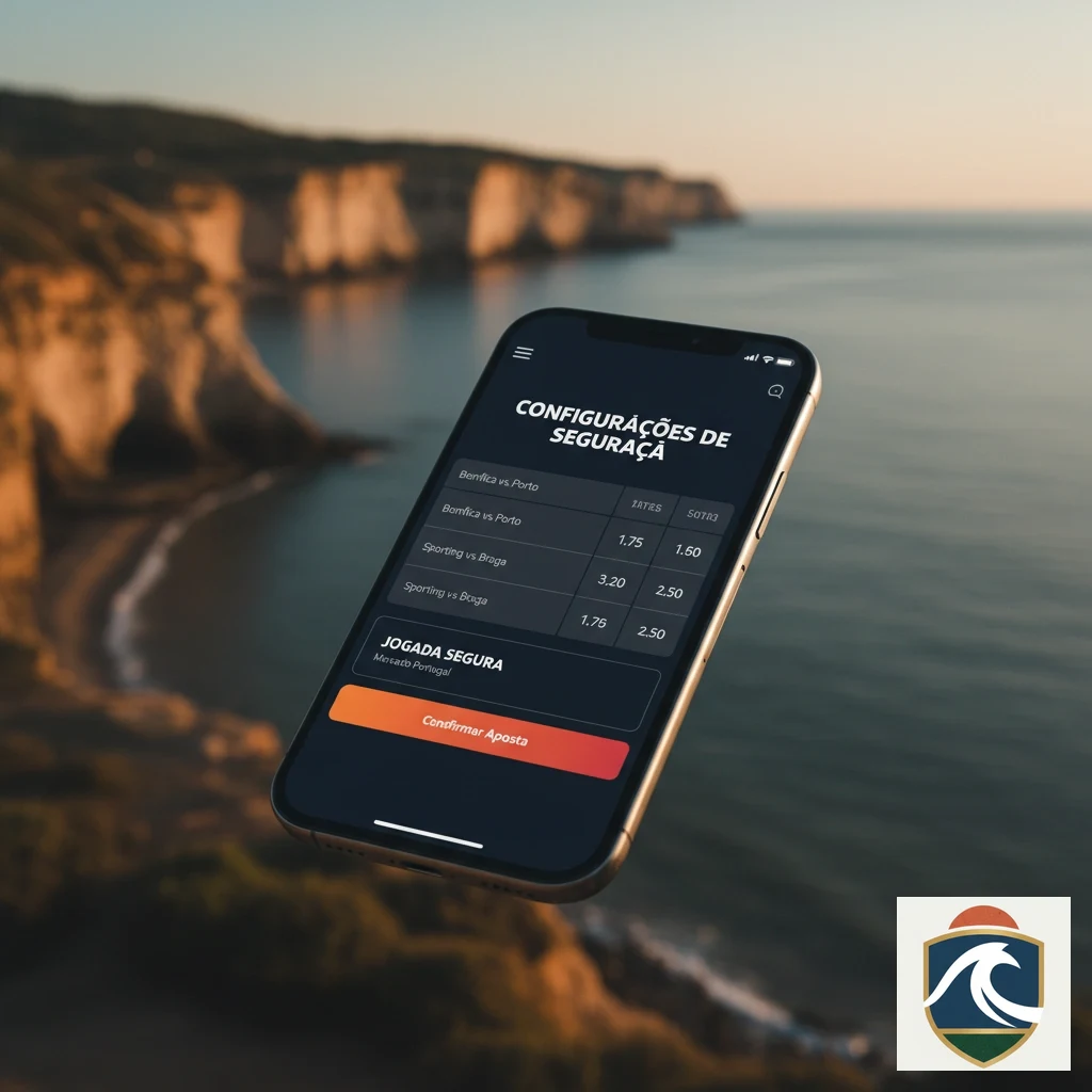 Ecrã de smartphone com boletim digital, odds e botões de confirmação em modo escuro