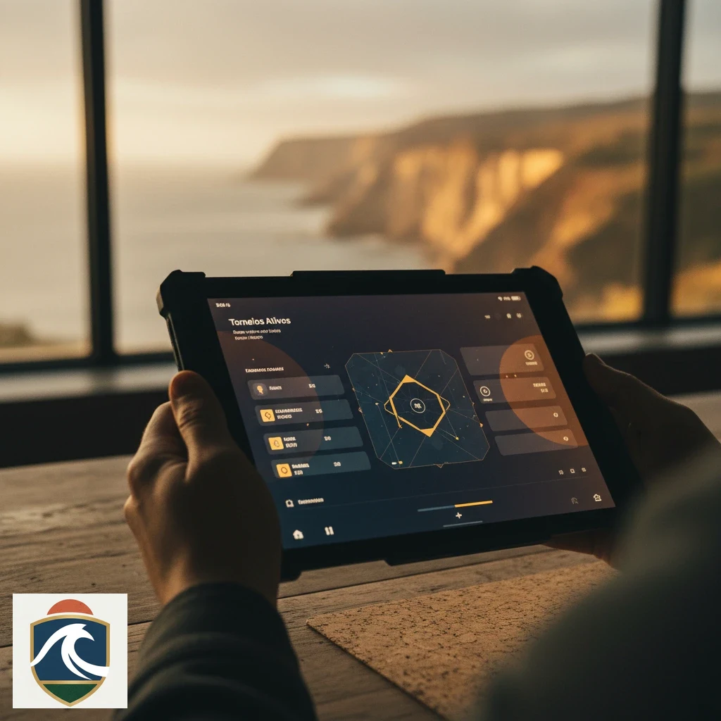 Interface digital de resumo de partida com seleções num ecrã de tablet