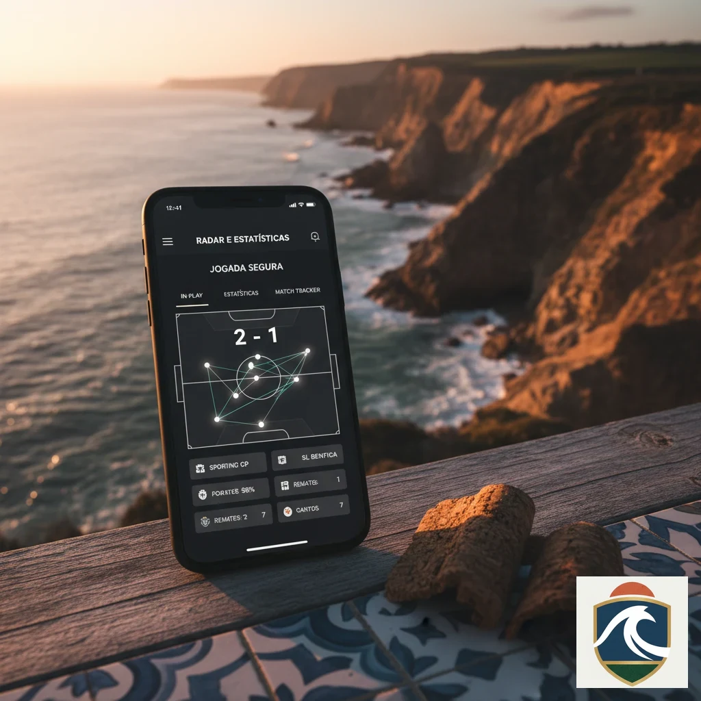 Smartphone a exibir estatísticas desportivas em tempo real e radar de jogo