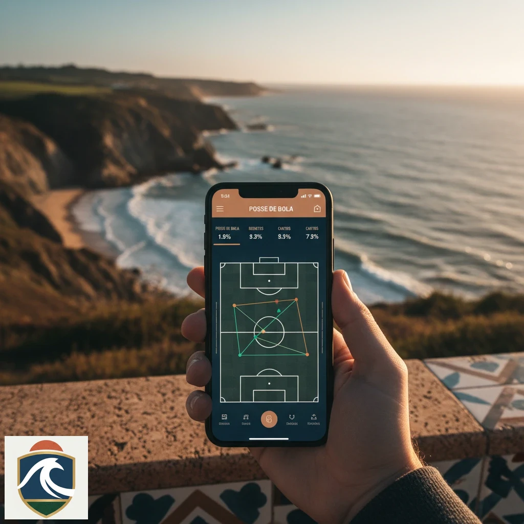 Smartphone a exibir estatísticas desportivas em tempo real e radar de jogo