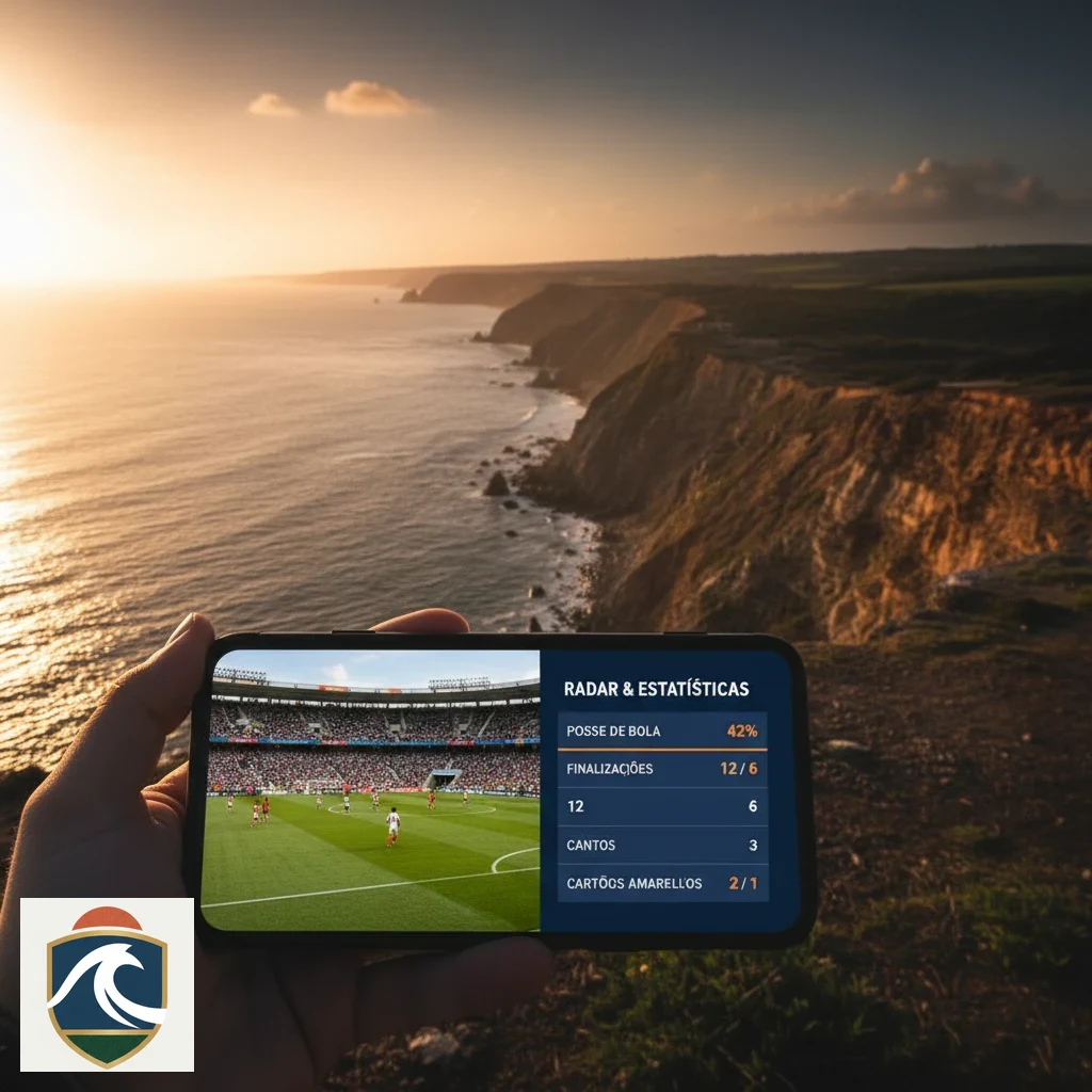 Telemóvel a mostrar a transmissão em direto de um jogo de futebol numa aplicação de apostas