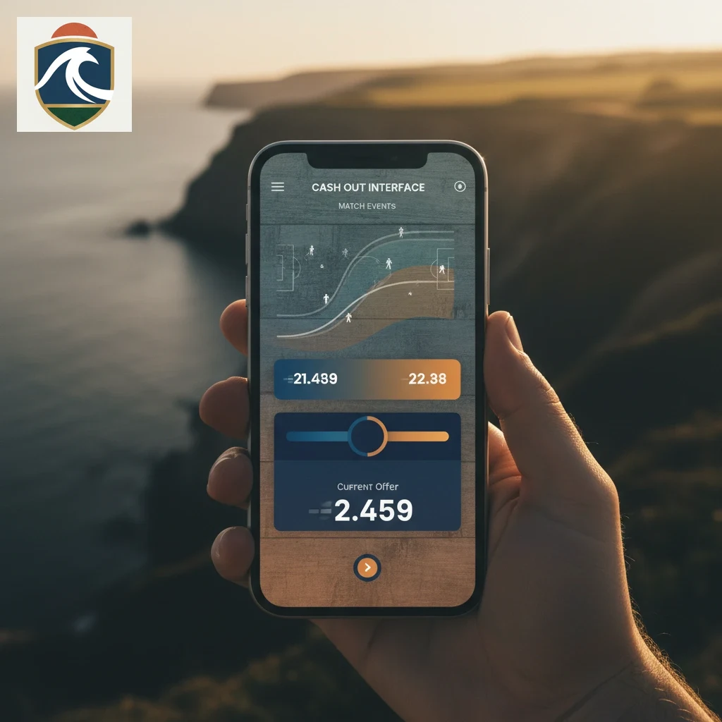 Ecrã de smartphone com estatísticas desportivas em tempo real e controlos de cash out