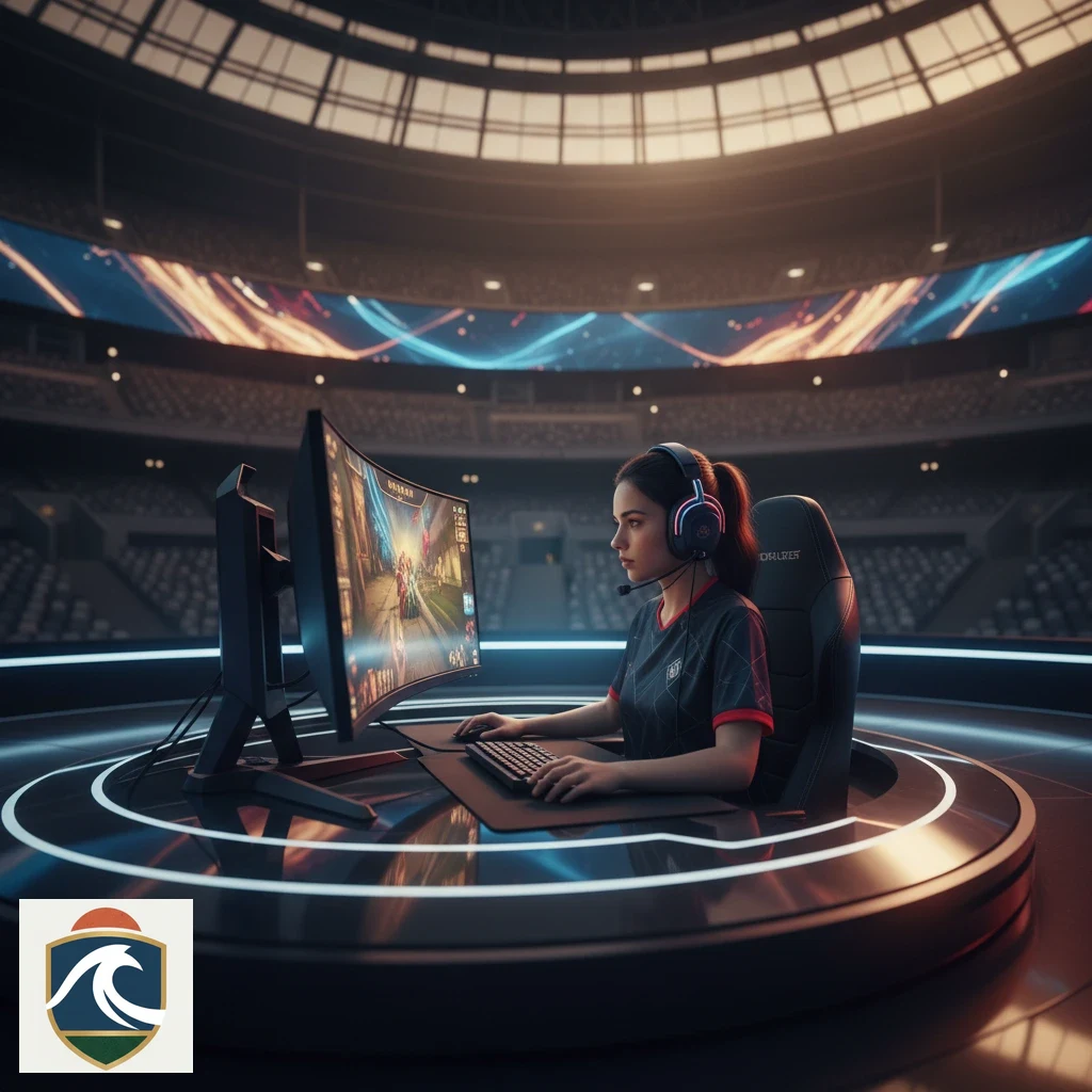 Jogador profissional de League of Legends focado durante um torneio internacional de e-sports